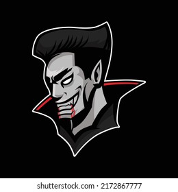 Dracula Head Mascot Cartoon Illustration