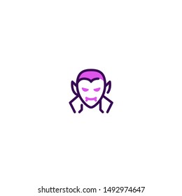 Dracula Icon with Filled Line Style for Halloween