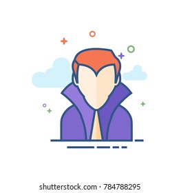 Dracula icon in outlined flat color style. Vector illustration.