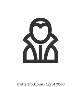 Dracula icon in thick outline style. Black and white monochrome vector illustration.