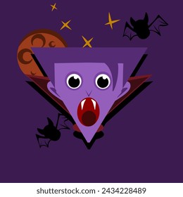 Dracula illustration made cute using triangular doodle art techniques