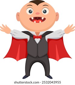 Dracula kid character. Funny halloween party costume