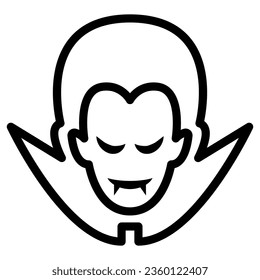 Dracula line icon, Halloween concept, Vampire sign on white background, Dracula head icon in outline style for mobile concept and web design. Vector graphics