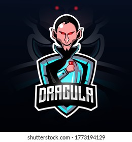 vector de diseño del logo de la mascota dracula con ilustración moderna 