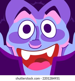 Dracula Mask Concept For Halloween In Cartoon Style For Print And Design. Vector Illustration.