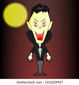 Dracula with the moon, Blood - Vector illustration