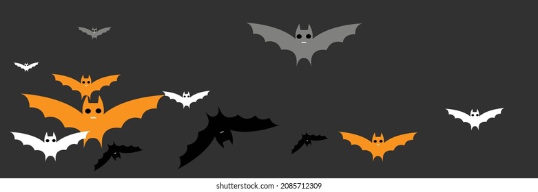 Dracula Mysterious Scary Sky Vampire Backdrop. Fear Black White Monster Gothic Bats Design Pic. Funny Party Spooky Faces Creepy Halloween Modern Design. Cartoon Horror Grey Chaos Orange Bats.