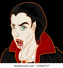 dracula portrait on black background for halloween