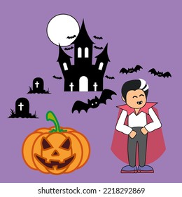 Dracula and Pumpkin in Halloween