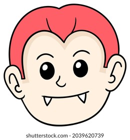 dracula saber toothed man on halloween, vector illustration carton emoticon. doodle icon drawing