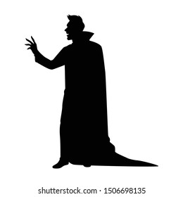 Dracula Silhouette Vector, Halloween Devil In Black And White.