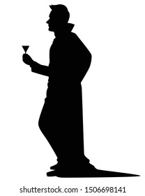 Dracula silhouette vector, Halloween devil in black and white.