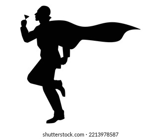 Vector de silueta de Drácula, demonio de Halloween en blanco y negro.