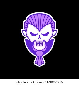 Dracula skull head, illustration for t-shirt, sticker, or apparel merchandise. With doodle, retro, and cartoon style.