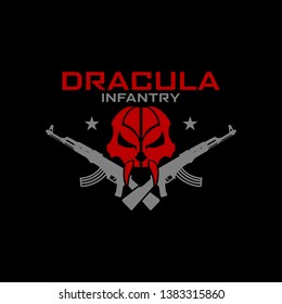 Dracula Skull Soldier Logo  Template Design Illustration for Game, Team, Military, Armory, Weapon, Company and other