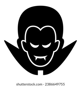 Dracula solid icon, Halloween concept, Vampire sign on white background, Dracula head icon in glyph style for mobile concept and web design. Vector graphics