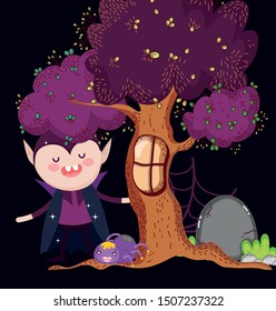 dracula with spider tree halloween
