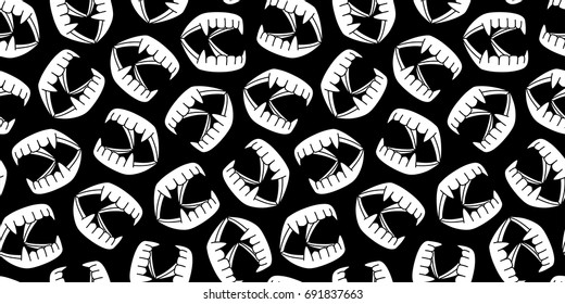 Dracula teeth seamless vector Halloween pattern icon Ghost wallpaper background