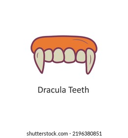 Dibujo de diseño de iconos con contorno vectorial Dracula Teeth. Símbolo de Halloween sobre fondo blanco archivo EPS 10