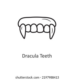 Dibujo de diseño de iconos de contorno de vector Drácula Teeth. Símbolo de Halloween sobre fondo blanco archivo EPS 10