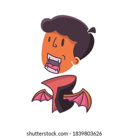 Dracula vampire with bat body flying cute character. Vector illustration halloween cartoon cute character.