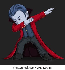 Dracula vampire doing dabbing dance halloween character dab movement