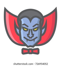 Dracula Vampire filled outline icon, halloween and scary, horror sign vector graphics, a colorful line pattern on a white background, eps 10.