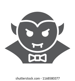 Dracula vampire glyph icon, bat and halloween, creature sign, vector graphics, a solid pattern on a white background, eps 10.