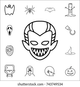 Dracula Vampire Halloween Outlined Icon. Set of Halloween icons on white background