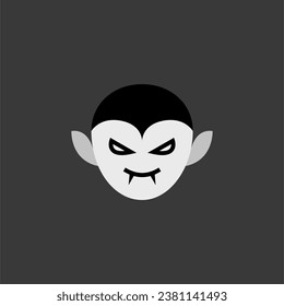 Dracula or vampire head cartoon cute, simple illustration, halloween, spooky, scary.