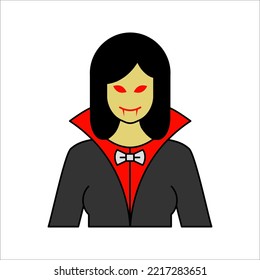 Dracula vampire line Symbol, Fledermaus und Halloween, Kreaturenzeichen, Vektorgrafik auf weißem Hintergrund.
