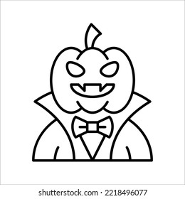 Icono de la línea de vampiros Drácula, murciélago y halloween, signo de criatura, ilustración vectorial sobre fondo blanco.