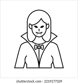 Dracula vampire line icon, bat and halloween, creature sign, vector illustration on white background.