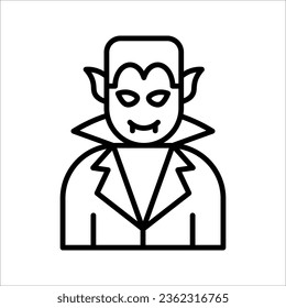 Icono de la línea de vampiros Drácula, murciélago y halloween, signo de criatura, ilustración vectorial sobre fondo blanco