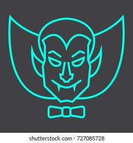Dracula Vampire line icon, halloween and scary, horror sign vector graphics, a linear pattern on a black background, eps 10.