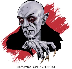 Dracula. Vampire portrait stylized vector clip art 