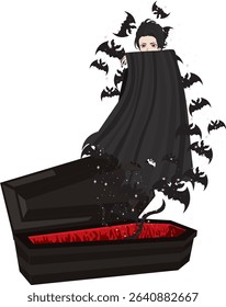 Dracula Vampire Transformation To Bats Vector