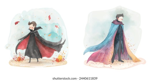 dracula vampire watercolour vector illustration 