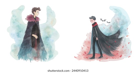 dracula vampire watercolour vector illustration 