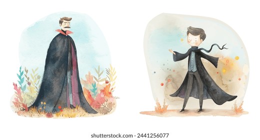 dracula vampire watercolour vector illustration