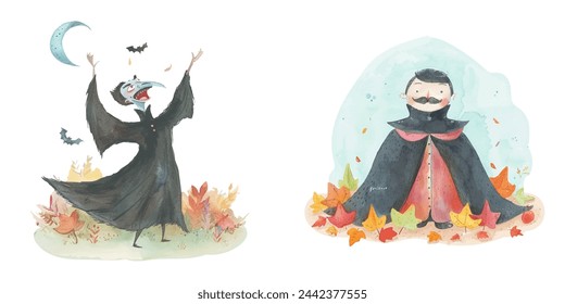 dracula vampire watercolour vector illustration