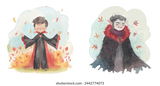 dracula vampire watercolour vector illustration 