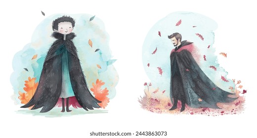 dracula vampire watercolour vector illustration 