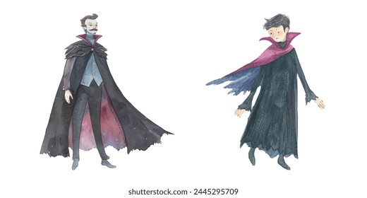 dracula vampire watercolour vector illustration 