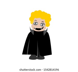 Dracula Vector. cute vamprie. 
Cartoon boy wearing a Dracula costume isolated on white background.