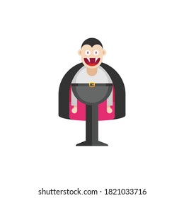Dracula vector illustration, flat design vampire, isolated on white background