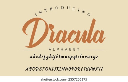 Dracula Vector Illustration Grunge Horror Typographie. Hand Made Brush Font.