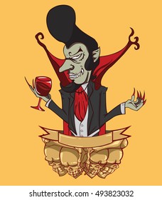 Dracula vector and illustration. monster in Halloween night