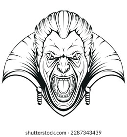 Dracula. Vector illustration sketch of vampire portrait. Halloween clip art. King of the night