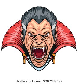 Dracula. Vector illustration of vampire portrait. Halloween clip art. King of the night